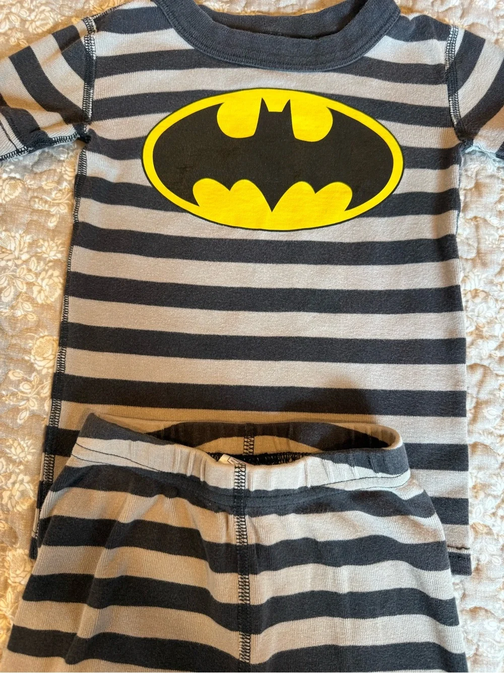 Hanna Andersson Black & Gray Striped Batman Pajama Set Boy 2t